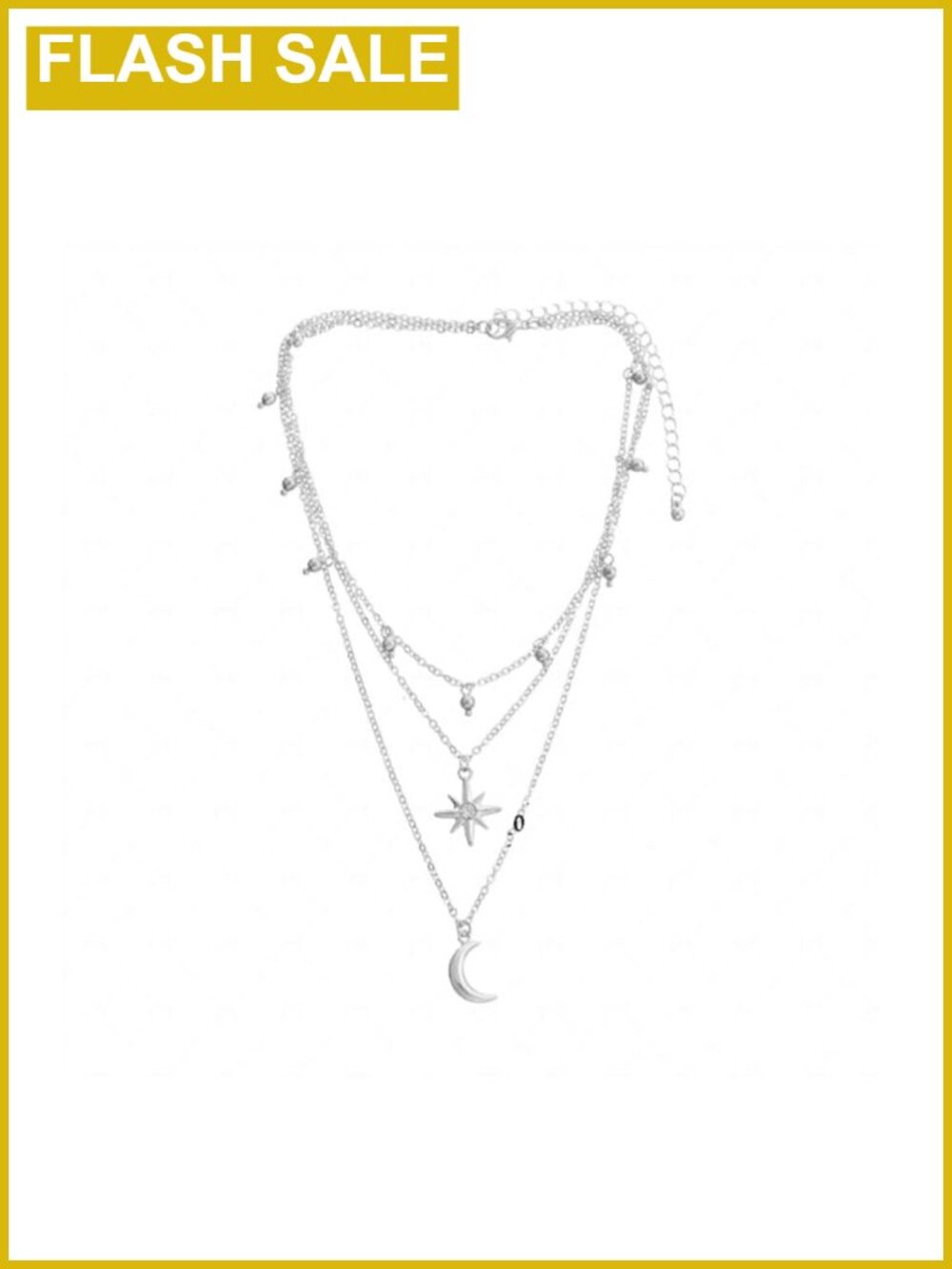 Three Tier Star Moon Choker Necklace Alloy Adjustable Dainty Layered Celestial
